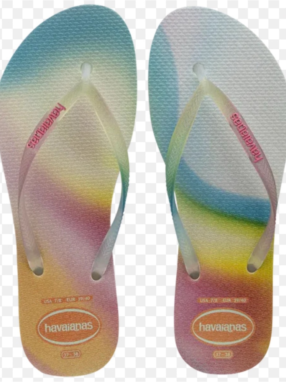 Havaianas Slim Metallic Jelly Strap Rainbow Flip Flops 6 (35-36)